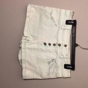 High waisted light green shorts